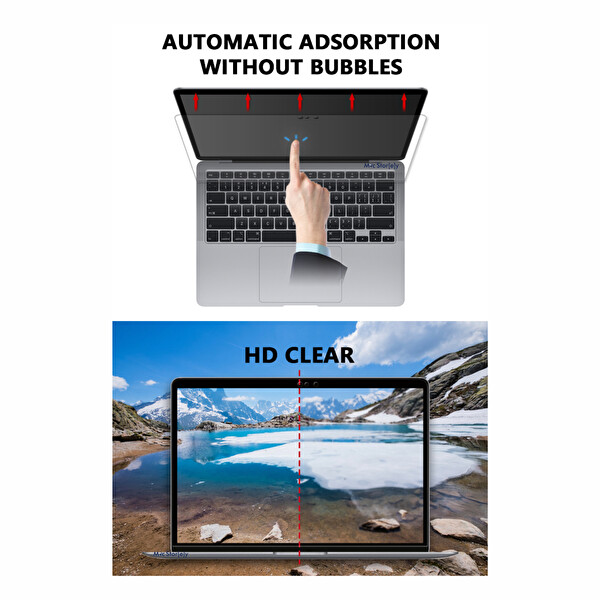Macbook Air 15.3inç M2-M3, Mat Ekran Koruyucu (TouchID'li Air M2-M3) A2941 A3114 ile Uyumlu Şeffaf