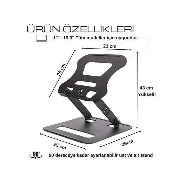 Daytona ST-809 Metal Ergonomik Katlanabilir Taşınabilir Macbook Notebook Laptop Standı