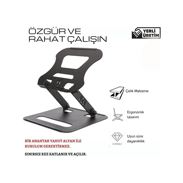 Daytona ST-809 Metal Ergonomik Katlanabilir Taşınabilir Macbook Notebook Laptop Standı