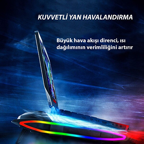 Daytona ST-812 RGB Işıklı Çift Soğutmalı Laptop Standı Siyah