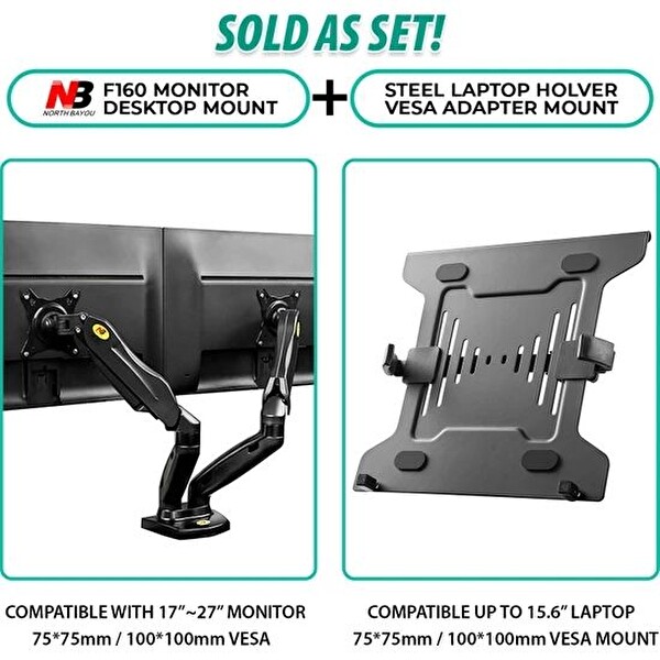 North Bayou F160L 2'li Notebook Masa Monitör Standı