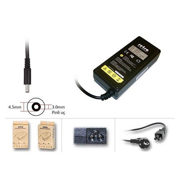 Retro Dell Uyumlu Notebook Adaptör 19.5V 3.34A 65W (4.5x3.0)