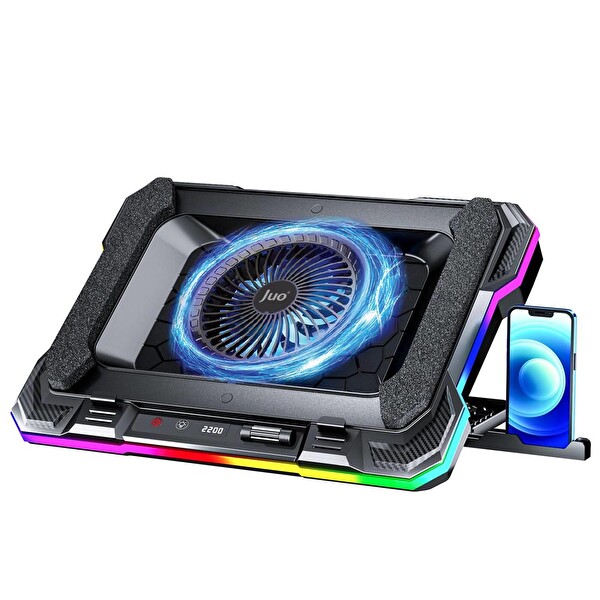 Juo Yeti 2200RPM RGB Işıklı Led Display Gaming Laptop Notebook Soğutucu Stand