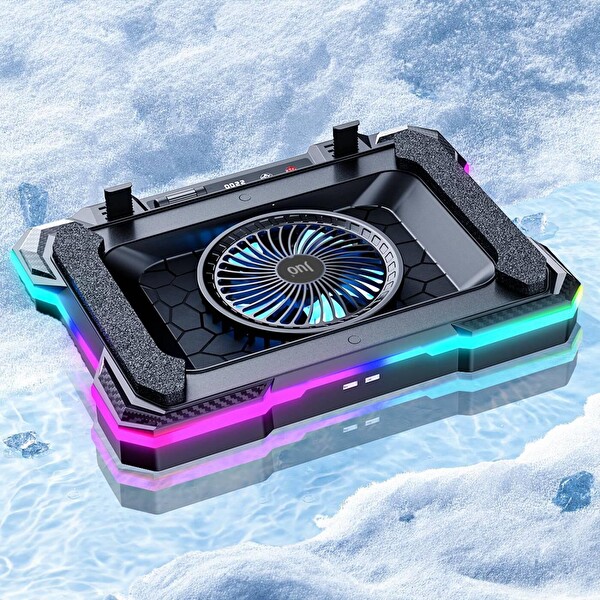 Juo Yeti 2200RPM RGB Işıklı Led Display Gaming Laptop Notebook Soğutucu Stand