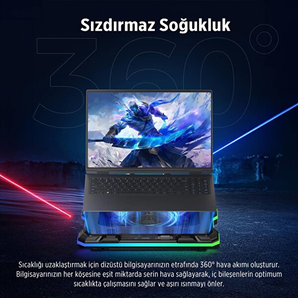 Juo Yeti 2200RPM RGB Işıklı Led Display Gaming Laptop Notebook Soğutucu Stand