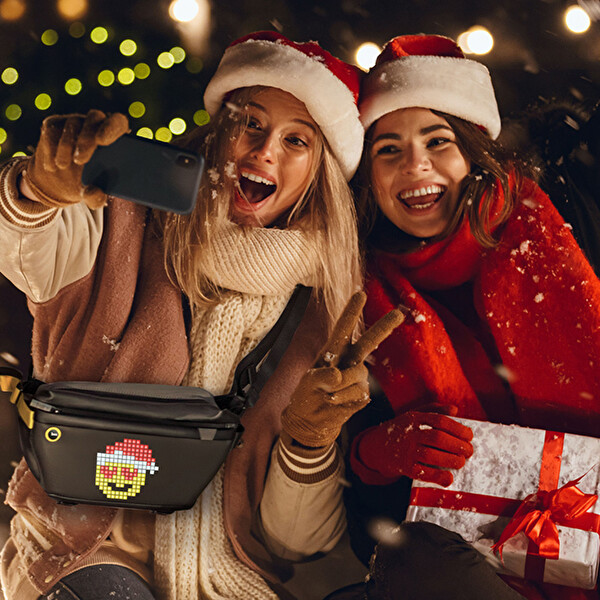 Divoom Pixoo Slingbag Ledli Ekran APP Kontrollü Cross Body Siyah Çapraz Bel Çantası