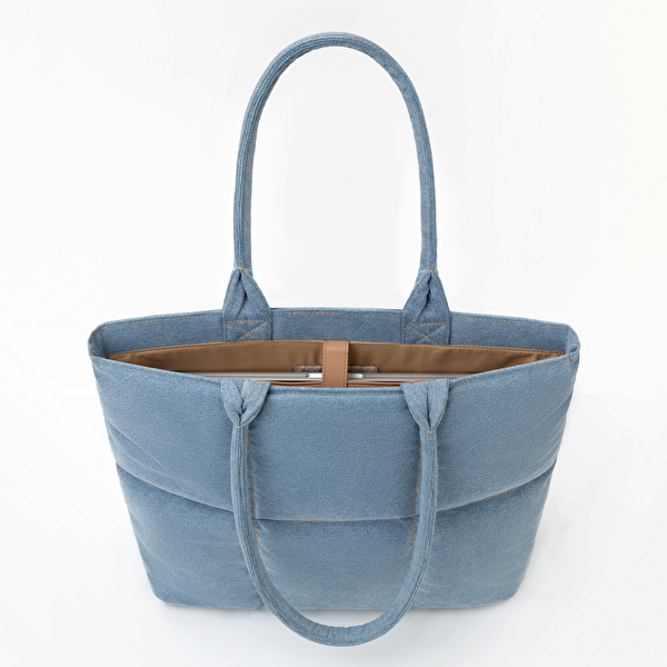 Comfyable Suya Dayanıklı Askılı Puffy Laptop - Tablet Tote Çanta İndigo Mavisi