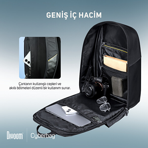 Divoom Pixoo Cyberbag Siyah Piksel Led Ekranlı Sırt Çantası