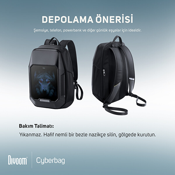 Divoom Pixoo Cyberbag Siyah Piksel Led Ekranlı Sırt Çantası