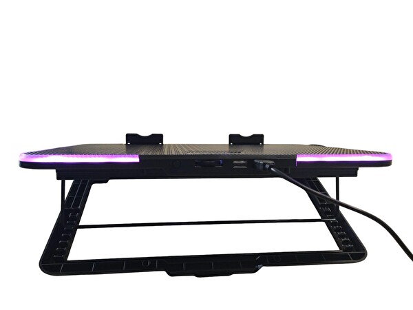 Shuriken ES4-SAMUI Laptop Soğutucu Stant 5 Kademeli -2 Fan- RGB - 2 Port USB (15>17