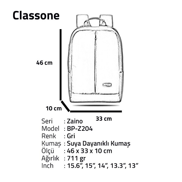 Classone BP-Z204 Zaino Serisi 15.6