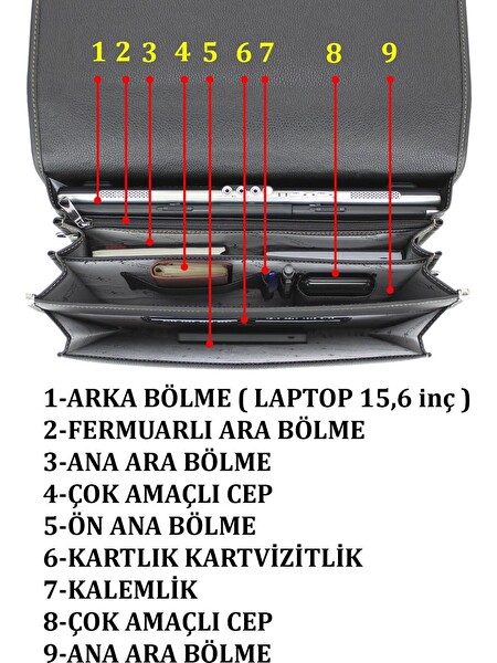 Başkent Çanta Deri Evrak Çantası Laptop Bölmeli 15.6