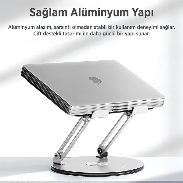 Juo 360 Derece Dönebilen Yükseklik Ayarlı Metal Notebook Laptop Standı