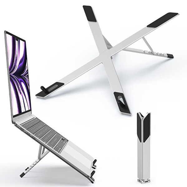 Raca Tech Laptop MacBook Uyumlu Ayarlanabilir Katlanır Metal Laptop Standı ve Yükseltici