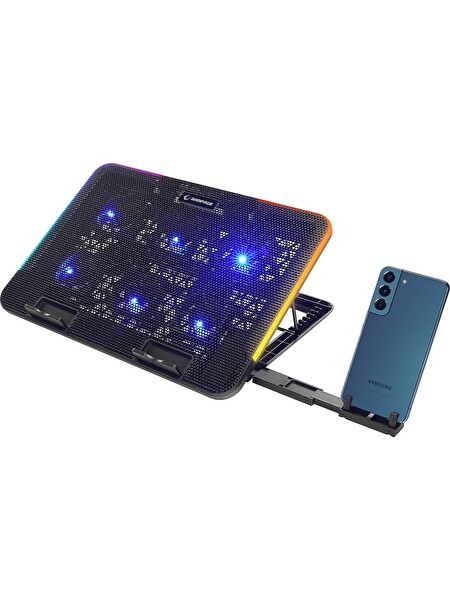 Rampage SIXPOWER R9 6 Fan RGB Işıklı Telefon Tutuculu Notebook Soğutucu