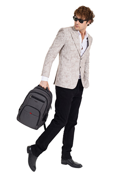 Dada 06 Gri Laptop Sırt Çantası 14 inç Usb Typc-E Aparatlı Su Geçirmez Kumaş Ortopedik