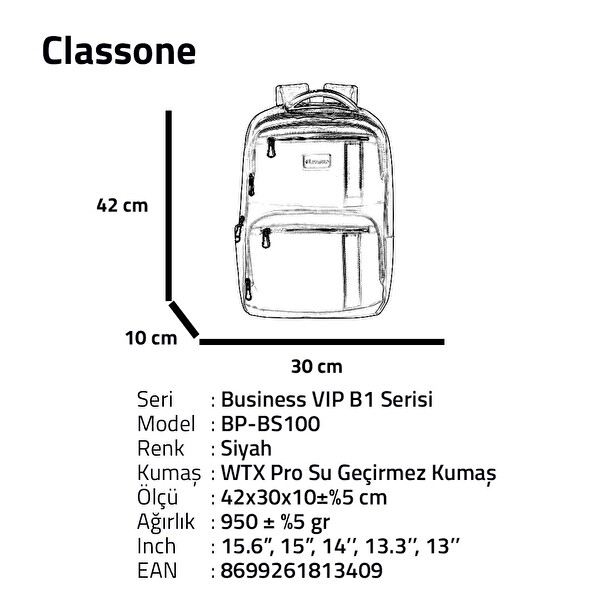Classone BP-BS100 Business VIP B1 - Serisi 15.6