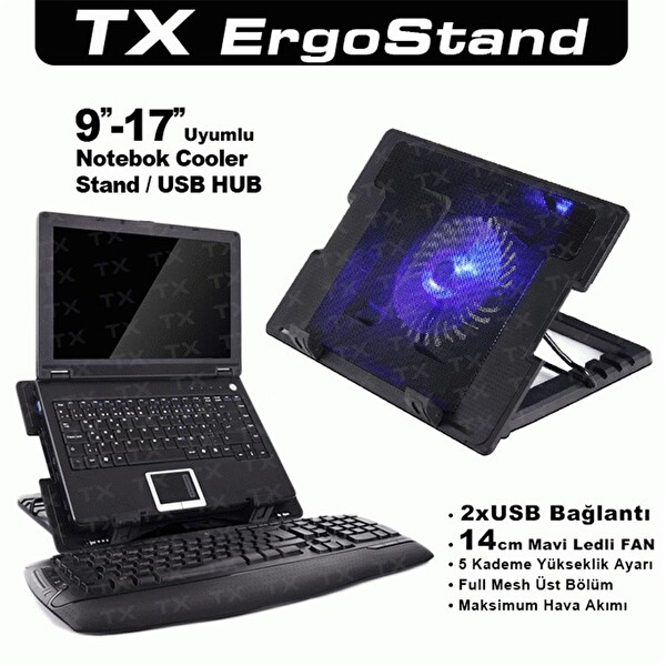 TX ACNBERGST ErgoStand 14 CM Led Fan'lı 5 Kademeli 2xUsb 9
