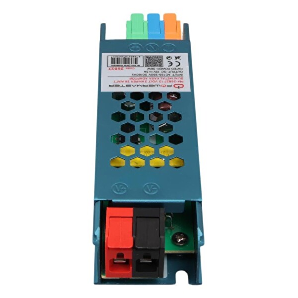 Powermaster PM-26827 12Volt 3Amper 36Watt Slim Metal Kasa Adaptör 116x35x23 MM