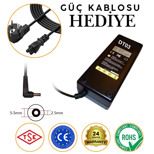 İnfostar Monster İle Uyumlu abra A5 V13.4.3 19V 6.32a Uyumlu Adaptör Şarj Aleti
