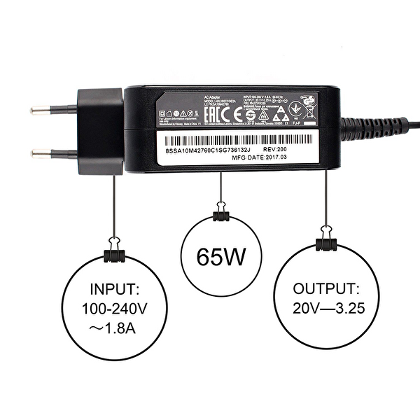 İnfostar Lenovo Orijinal PA-1650-20LK ADLX45NCCA 20v 3.25a 4.0mm x 1.7mm Uyumlu Notebook Adaptör Şarj Cihazı