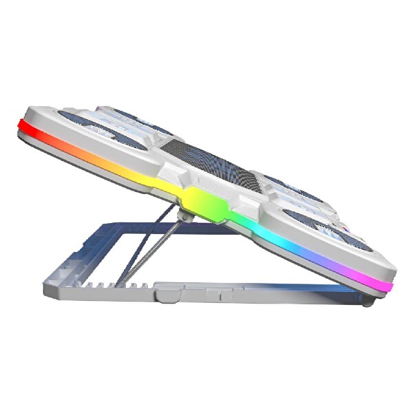 Rampage S50 Glacier Beyaz RGB Işıklı 11 Fanlı LCD Göstergeli 1 Type C 1 Usb Girişli Yükselebilen Notebook Soğutucu