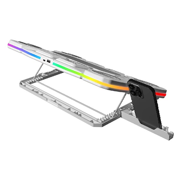 Rampage S50 Glacier Beyaz RGB Işıklı 11 Fanlı LCD Göstergeli 1 Type C 1 Usb Girişli Yükselebilen Notebook Soğutucu