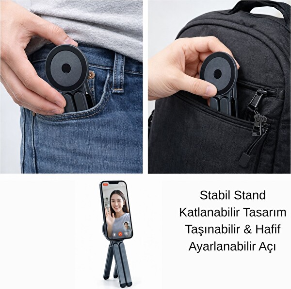 Dossimo DS-500 4 in 1 Katlanabilir Portatif Laptop Standı Manyetik MagSafe Telefon ve Tablet Tutucu Tripod