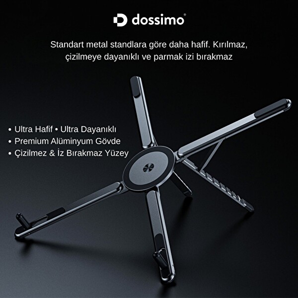 Dossimo DS-500 4 in 1 Katlanabilir Portatif Laptop Standı Manyetik MagSafe Telefon ve Tablet Tutucu Tripod