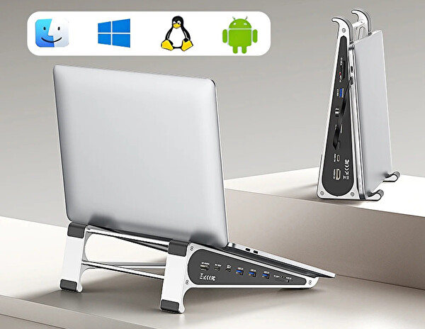 Codegen NSC-401 7 in 1 Çok Fonksiyonlu Type-C Hub Notebook Macbook Alüminyum Soğutucu Standı