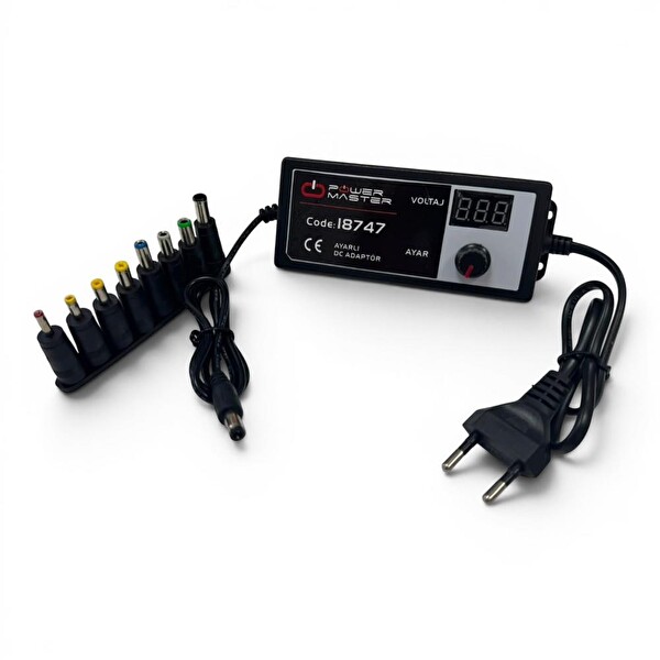 Powermaster DC 12-24V 5Amper 8 Uçlu Dijital Ayarlı Adaptör