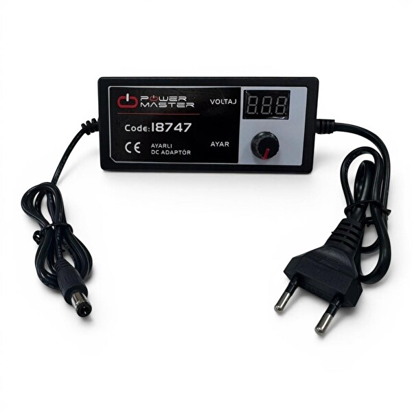 Powermaster DC 12-24V 5Amper 8 Uçlu Dijital Ayarlı Adaptör