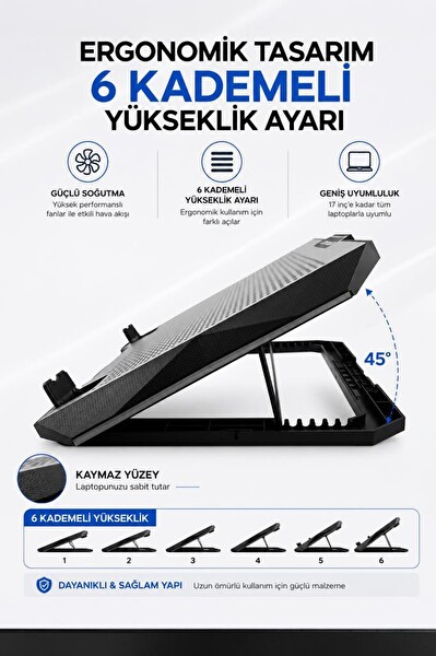Torima CF11 Ayarlanabilir Rgb Dizüstü Bilgisayar Laptop Soğutucu Gümüş
