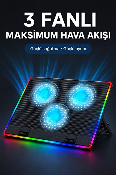 Torima CF10 Ayarlanabilir Rgb Dizüstü Bilgisayar Soğutma Fanı Siyah