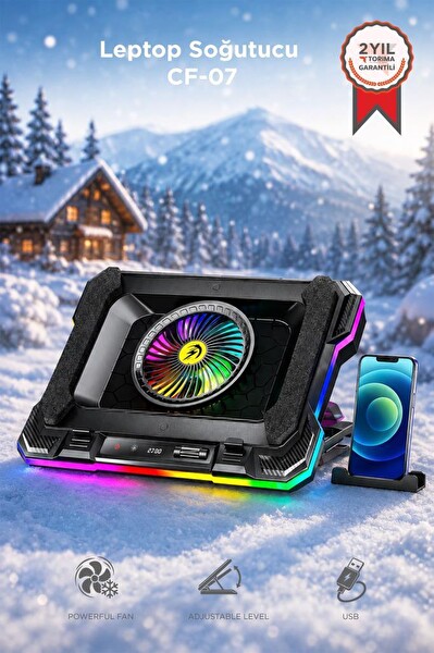 Torima CF07 Ayarlanabilir Rgb Dizüstü Bilgisayar Soğutma Fanı Siyah