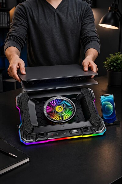 Torima CF07 Ayarlanabilir Rgb Dizüstü Bilgisayar Soğutma Fanı Siyah