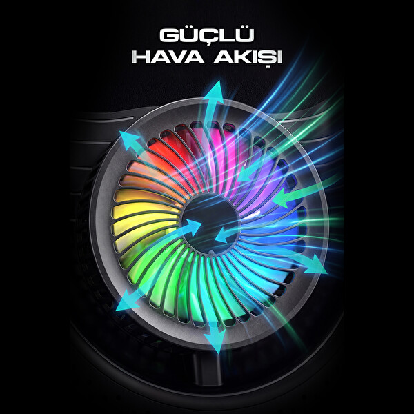 Dossimo Nitrocool S25 Rgb Işıklı LCD Göstergeli Yükselebilen Notebook Soğutucu
