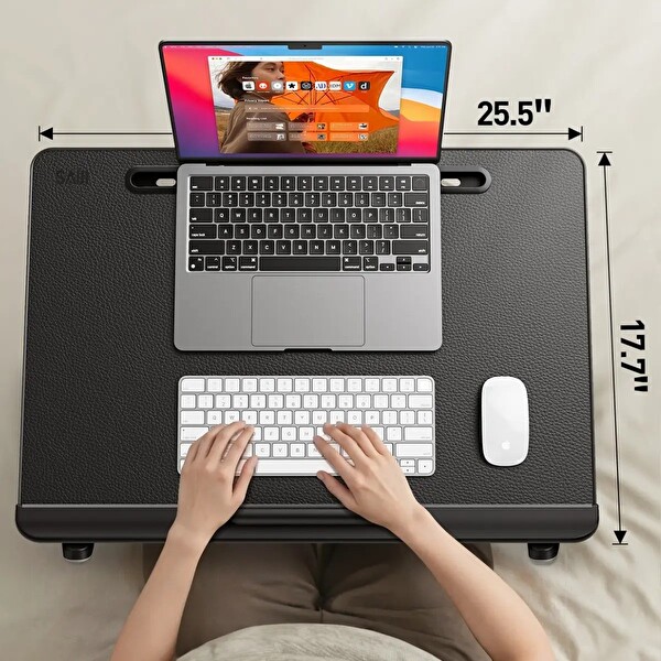 Bix Saiji K10 XXL Laptop Çalışma Masası PVC Deri 5 Kademeli Yükseklik Ayarlı Kitap ve Tablet Standlı - Siyah