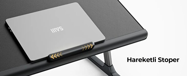 Bix Saiji K10 XXL Laptop Çalışma Masası PVC Deri 5 Kademeli Yükseklik Ayarlı Kitap ve Tablet Standlı - Siyah