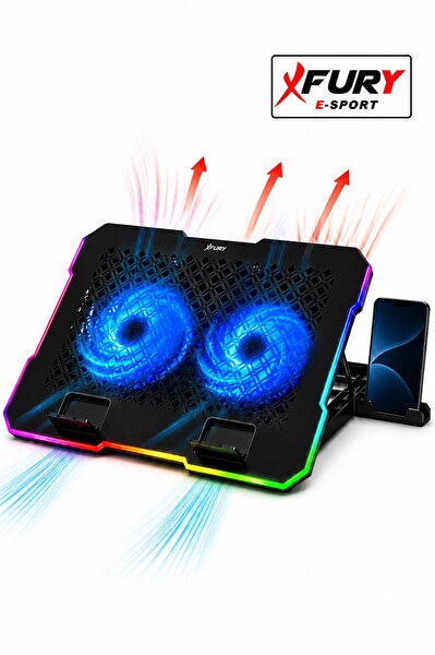 Fury E-Sport RGB Laptop Soğutucu 2 Fanlı Ayarlanabilir Standlı Notebook Soğutucu