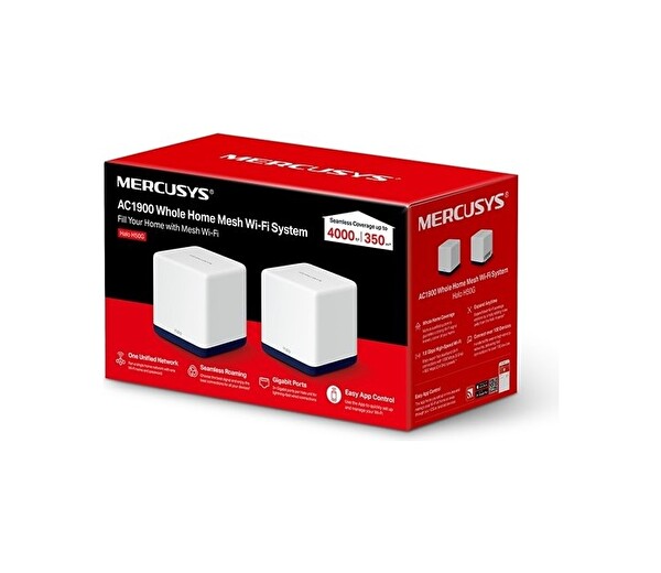 Mercusys Halo H50G AC1900 1300 Mbps 2.4 - 5 GHz Çift Bantlı 2'li Mesh Wi-Fi Sistemi