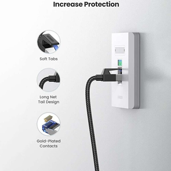 Ugreen Cat8 25Gbps 2000Mhz Örgülü 1.5 M Ethernet Kablosu