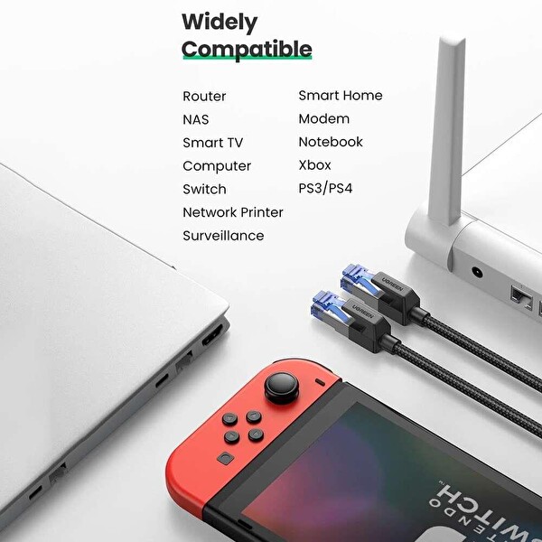 Ugreen Cat8 25 Gbps 1 M Örgülü Ethernet Kablosu