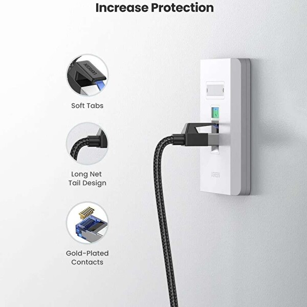 Ugreen Cat8 25 Gbps 1 M Örgülü Ethernet Kablosu