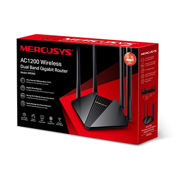 Mercusys MR30G AC1900 Mbps Kablosuz Çift Bantlı Gigabit Router
