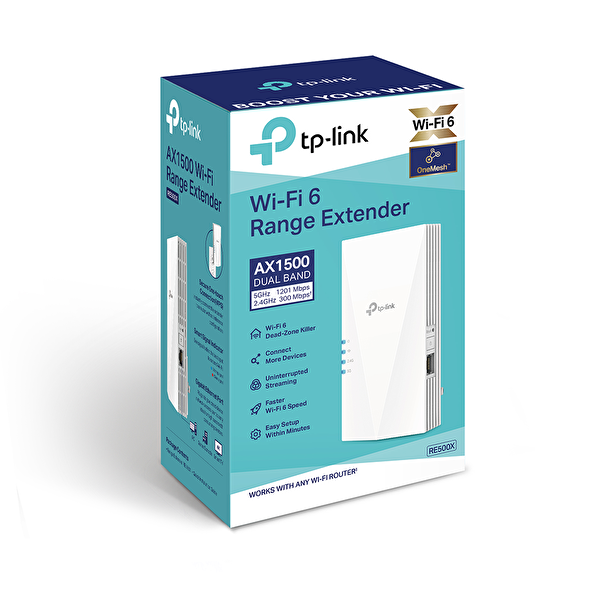 TP-Link RE500X AX1500 Wi̇-fi̇ 6 2.4 - 5 Ghz Dual Band Gigabit Port Menzil Genişletici