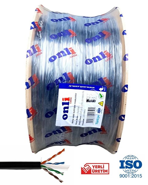 Onli 23AWG Cat6 PE 305 M Siyah Dış Ortam Kablo