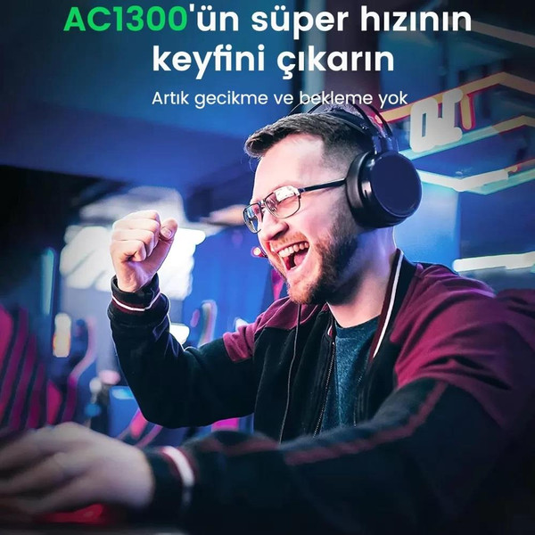 Ugreen AC1300 USB 3.0 1300 Mbps 2.4/5 GHz Wi-Fi Kablosuz Alıcı Ağ Adaptörü