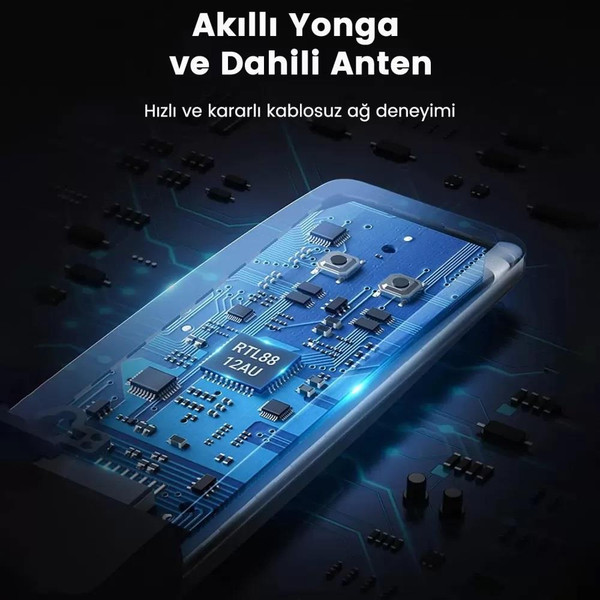 Ugreen AC1300 USB 3.0 1300 Mbps 2.4/5 GHz Wi-Fi Kablosuz Alıcı Ağ Adaptörü