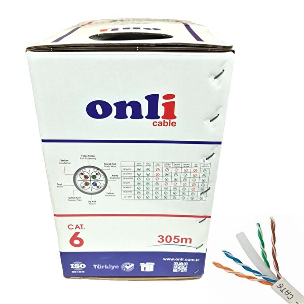 Onli 24AWG UTP CAT6 305 M Gri Network Kablosu